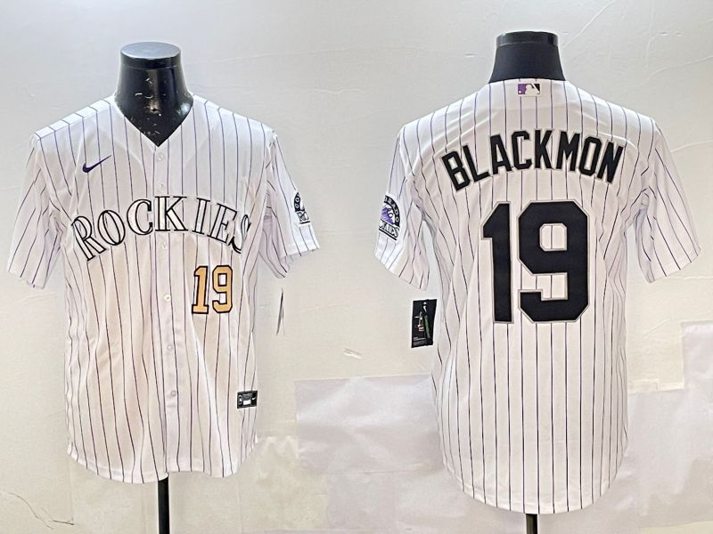 Men Colorado Rockies #19 Blackmon White Stripe Game 2025 Nike MLB Jersey style 4->colorado rockies->MLB Jersey